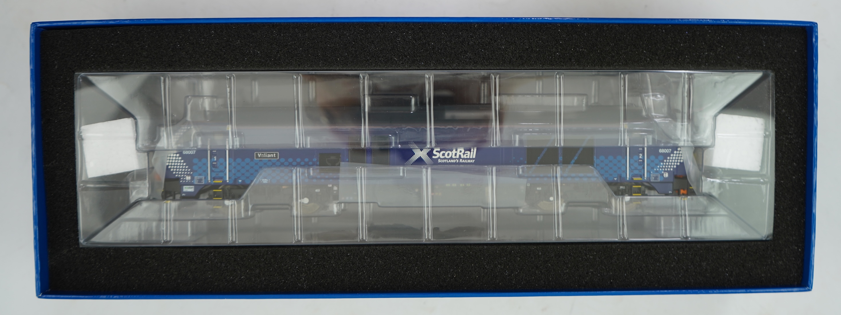 A boxed Dapol 00 gauge railway ScotRail Class 68 Bo-Bo diesel electric locomotive, Vailant 68007